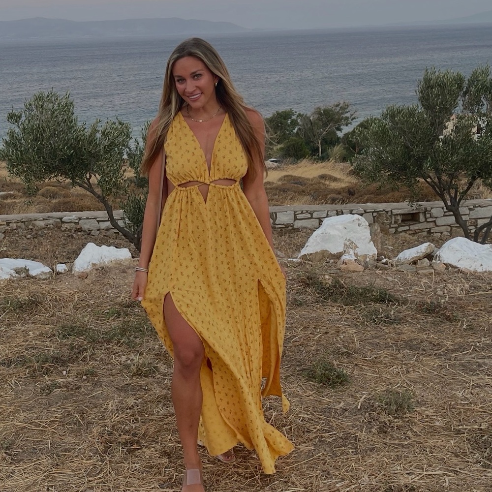 Tobi Golden Yellow Cutout Maxi Dress